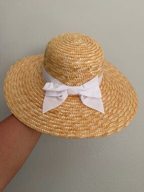 Janie and Jack sun straw hat with white bow